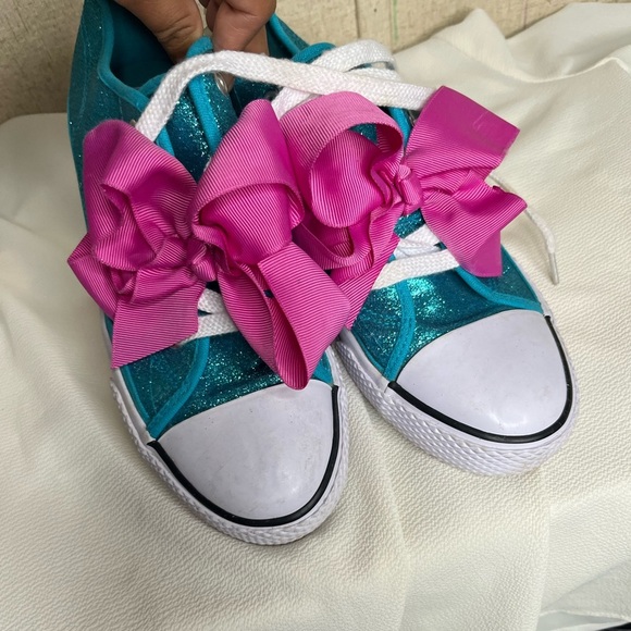 JoJo Siwa Blue and Pink Glitter Sneakers with Oversized Bows - Picture 1 of 8